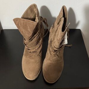 Lane Bryant Tan Lace Up Boots